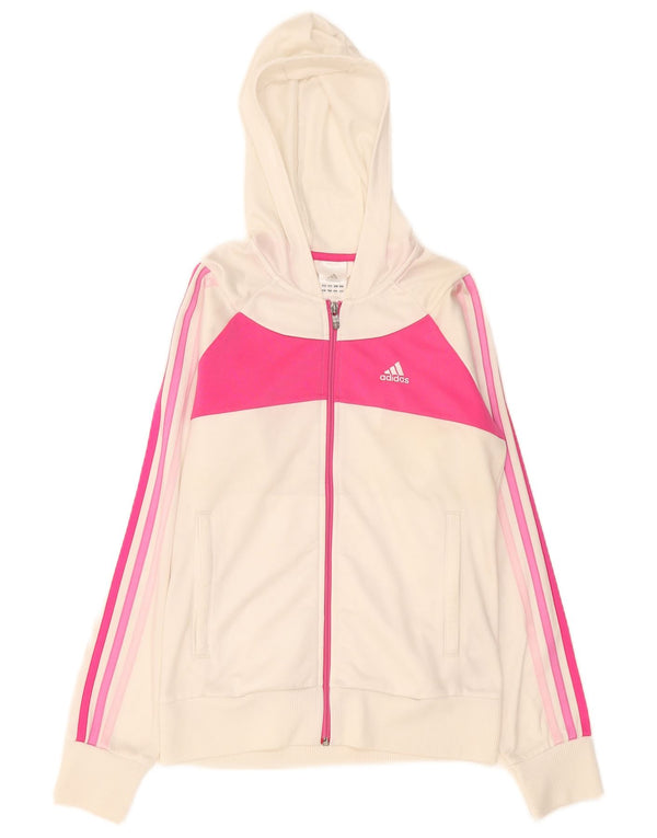 Adidas Mädchen-Trainingsanzug mit Kapuze, Top-Jacke, 13–14 Jahre, weißes Farbblockdesign