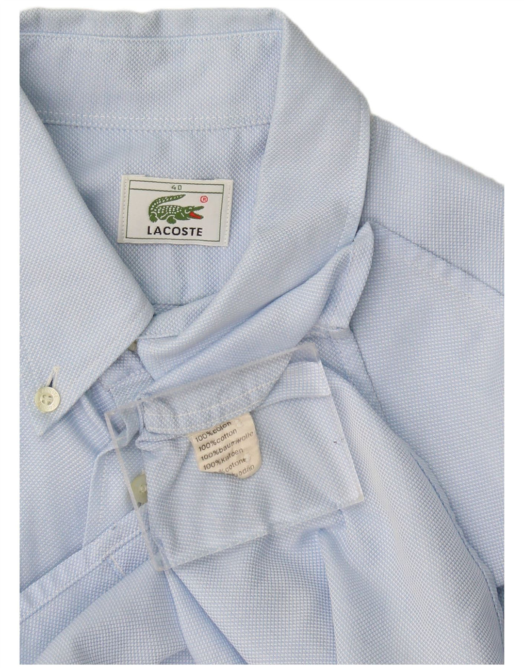 Lacoste Herren-Kurzarmhemd, Größe 40, mittelblaue Baumwolle