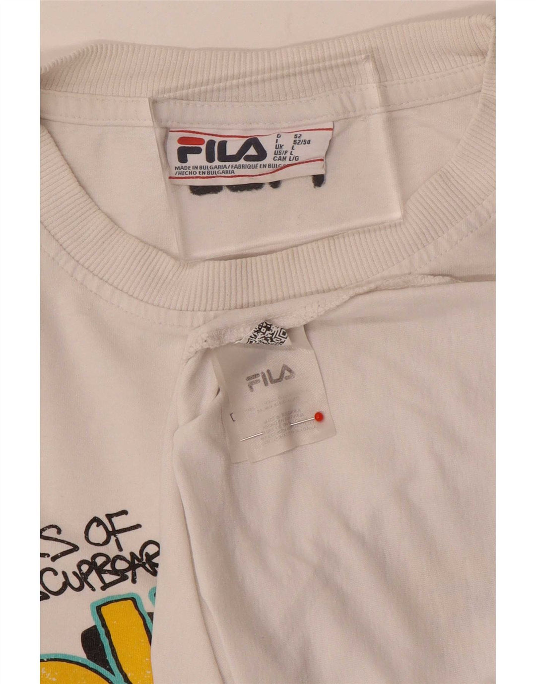 Fila Herren Duke Graphic T-Shirt Top Große weiße Baumwolle