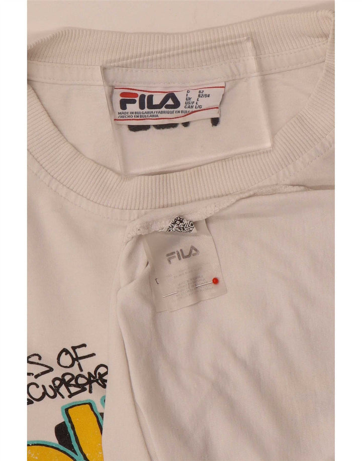 Fila Herren Duke Graphic T-Shirt Top Große weiße Baumwolle