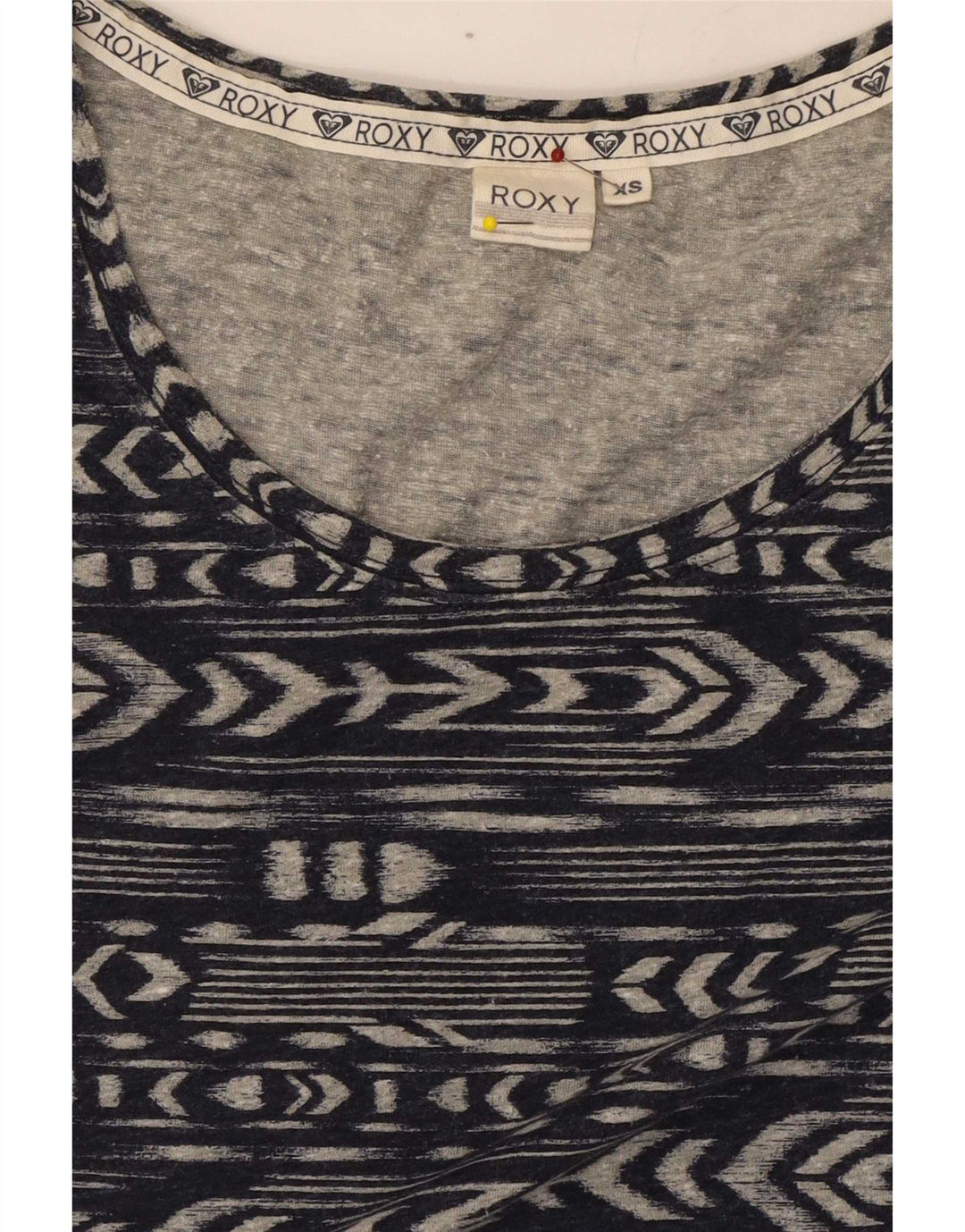 Roxy Damen Top Langarm UK 6 XS Marineblaues geometrisches Polyester