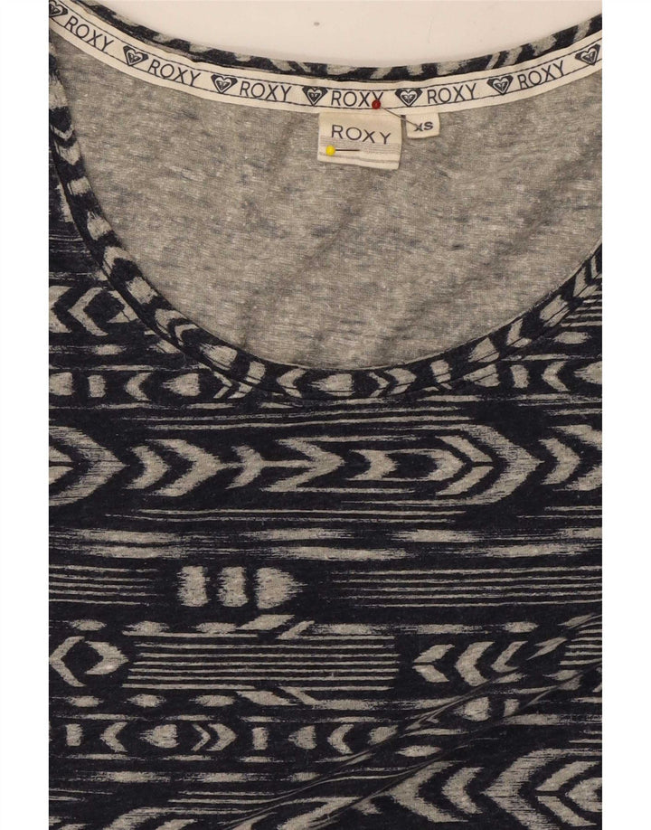 Roxy Damen Top Langarm UK 6 XS Marineblaues geometrisches Polyester