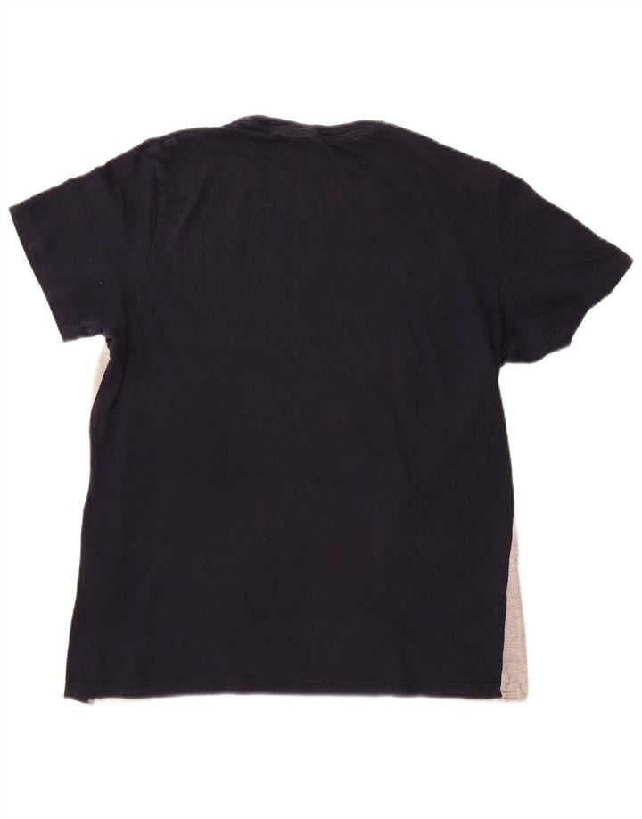 JACK & JONES Herren-T-Shirt-Oberteil, mittelgroß, marineblau, Colourblock-Baumwolle