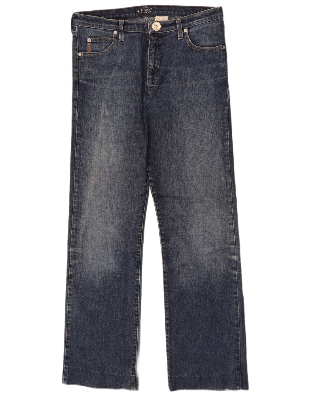 Armani Damen Straight Jeans W29 L29 Blaue Baumwolle