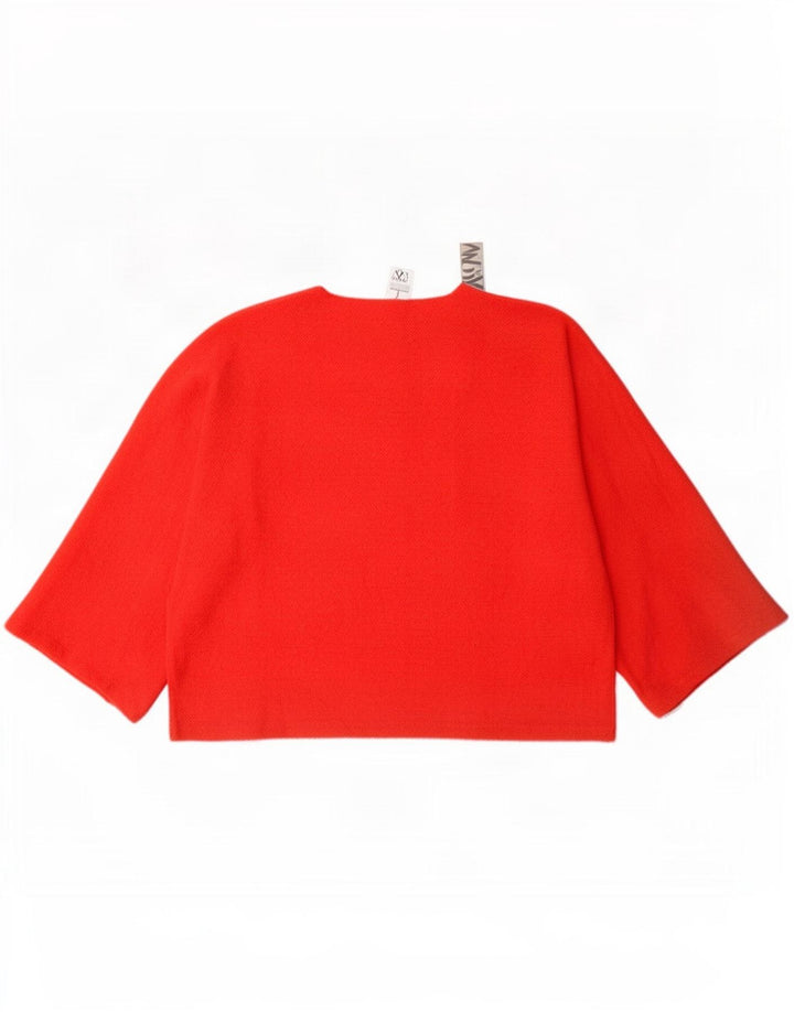 Zara Damen-Oberteil, übergroß, 3/4-Ärmel, UK 6, XS, Rot, Polyester