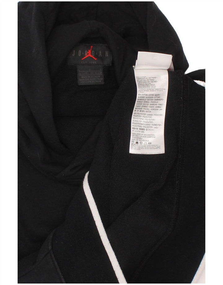 JORDAN Jungen-Pullover mit grafischem Kapuzenpullover, 12–13 Jahre, groß, schwarze Baumwolle