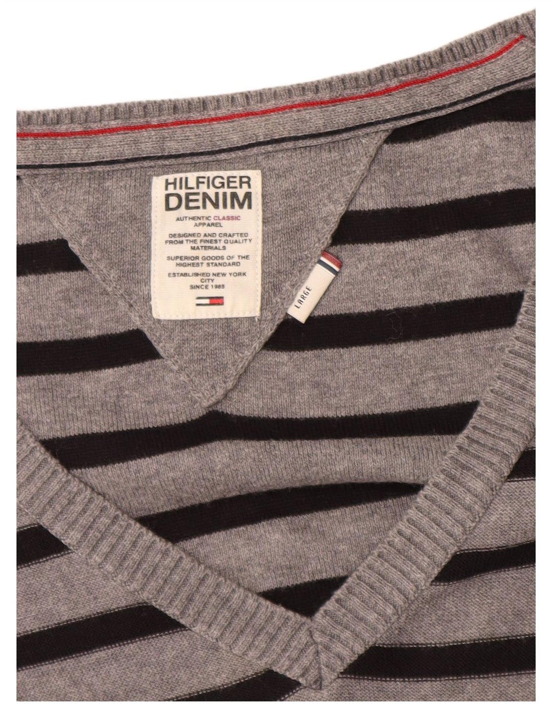 TOMMY HILFIGER Damen-Pulloverkleid mit 3/4-Ärmeln, Gr. 14, groß, grau gestreift