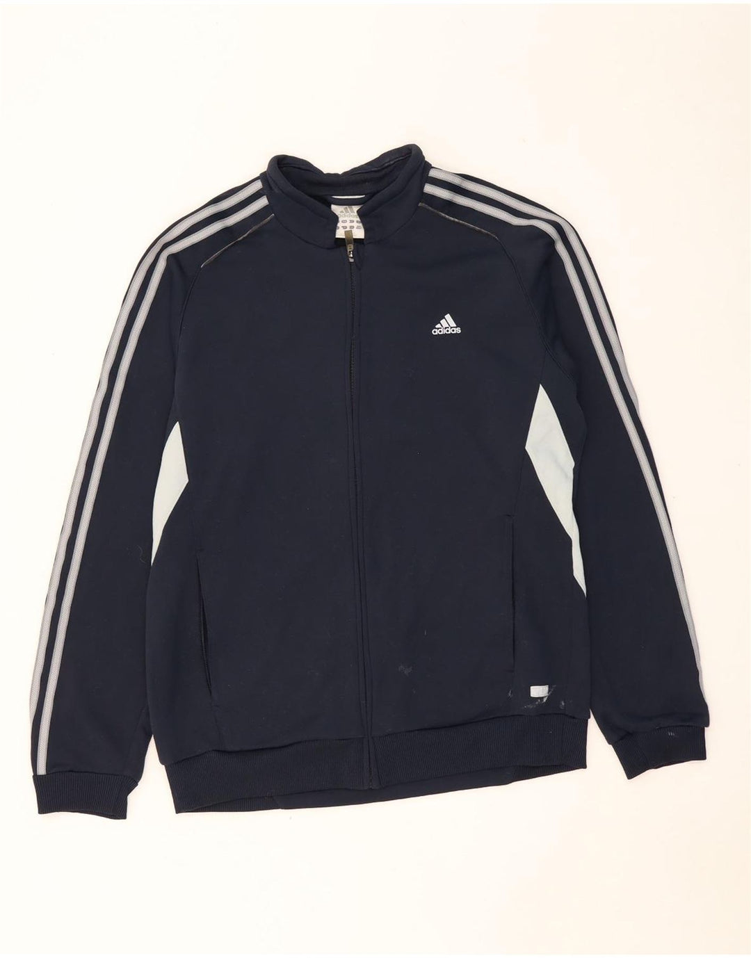 ADIDAS Herren-Trainingsanzug-Top-Jacke, großes marineblaues Farbblock-Polyester