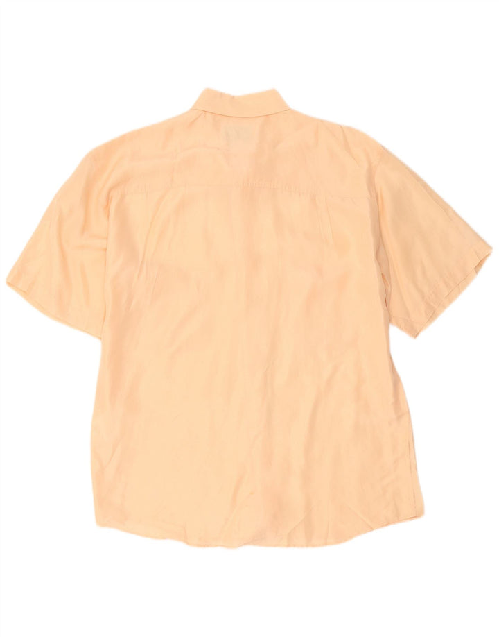 Vintage Herren Kurzarmhemd Mittelorange Seide