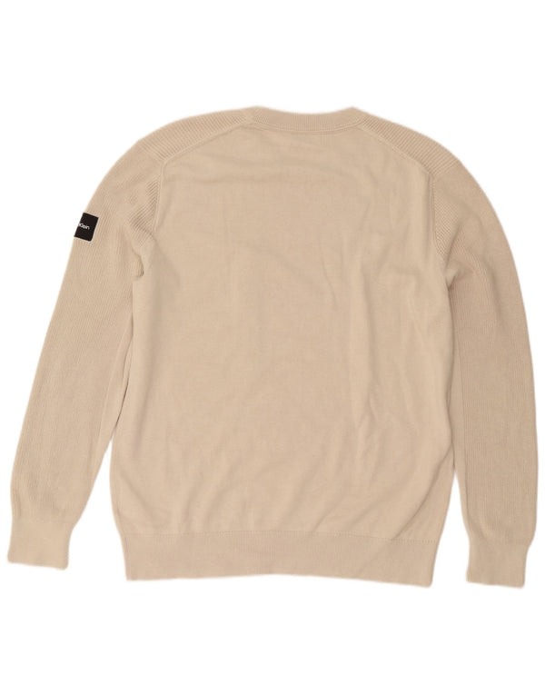 Calvin Klein Herren-Pullover mit Rundhalsausschnitt, XL, beige Baumwolle