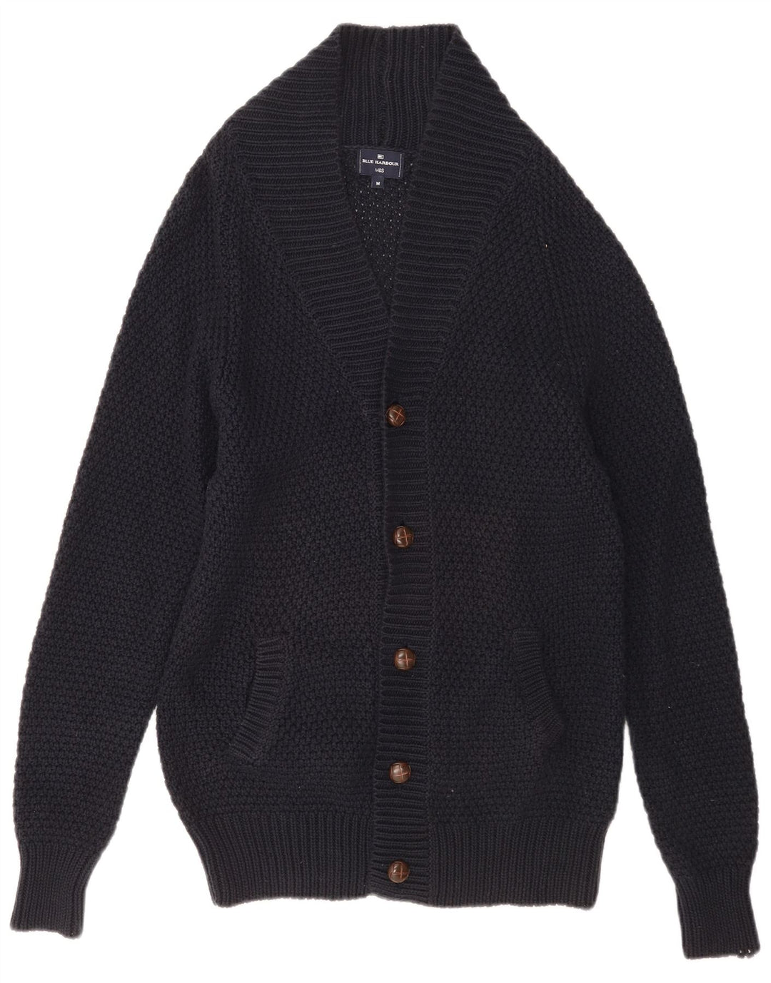 Marks & SPENCER Herren-Strickjacke, mittelmarineblaue Baumwolle