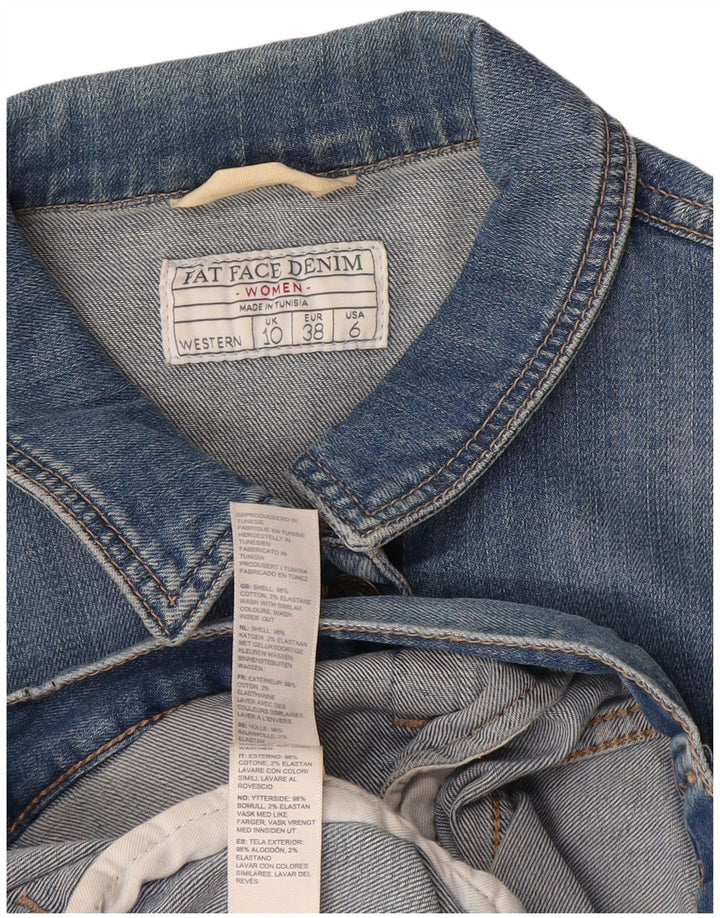 Fat Face Damen Jeansjacke UK 10 Small Blau Baumwolle