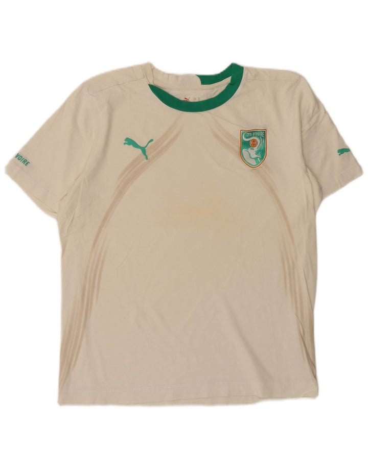 Puma Herren Ivory Coast FIF Grafik-T-Shirt aus mittelweißer Baumwolle