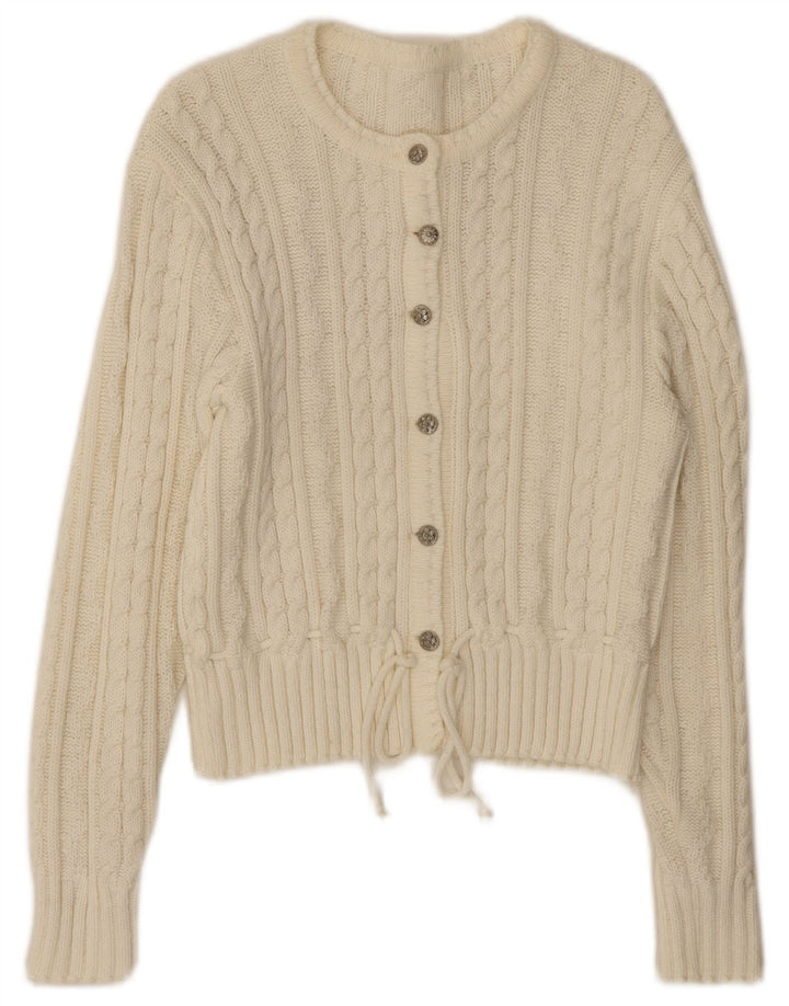 Vintage Damen Cardigan Pullover UK 10 Small Weiß