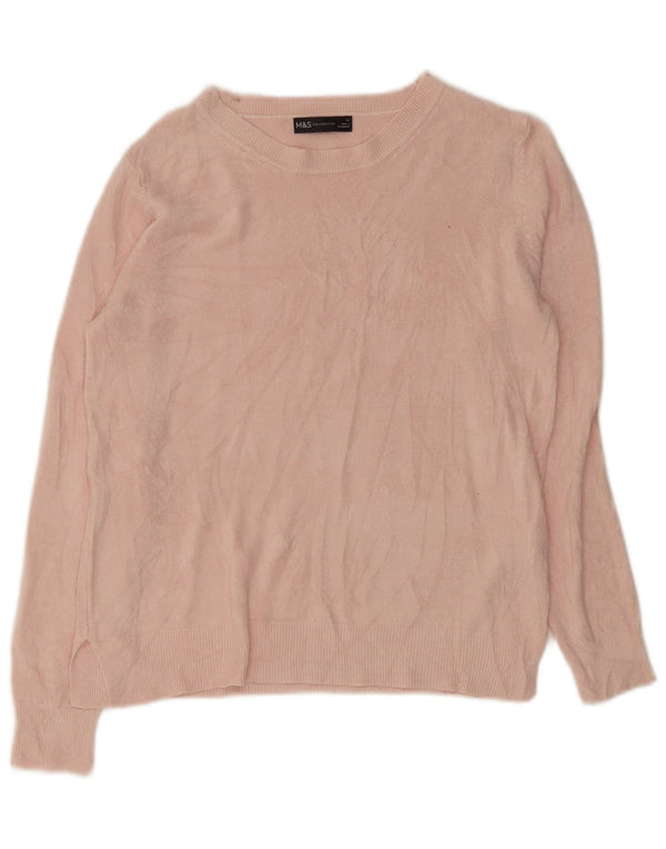 Marks & Spencer Damen-Pullover mit U-Boot-Ausschnitt, UK 14, Mittelrosa, Acryl