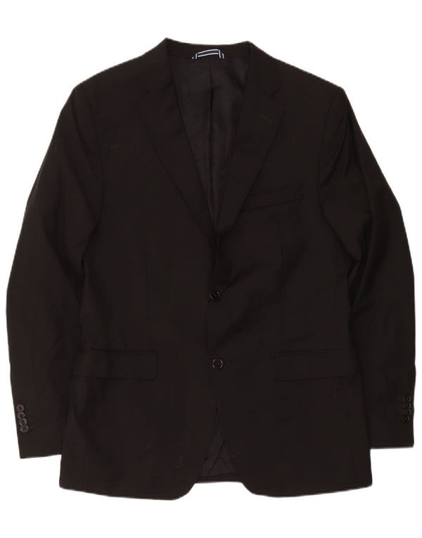 Massimo Dutti Herren-Blazer mit 2 Knöpfen, EU 54, XL, schwarze Wolle