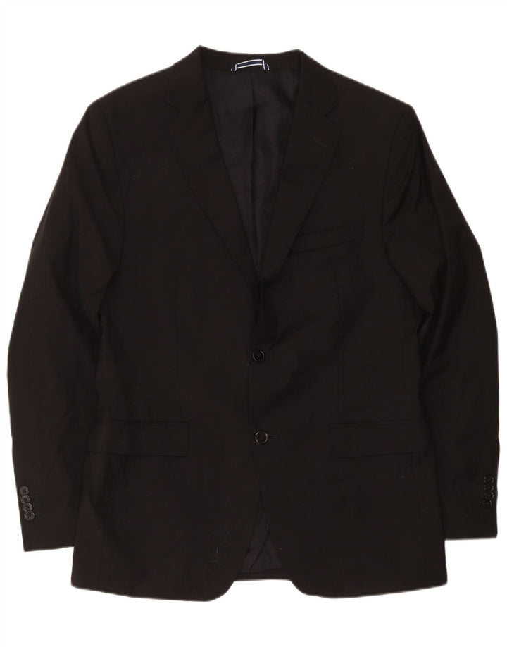 Massimo Dutti Herren-Blazer mit 2 Knöpfen, EU 54, XL, schwarze Wolle