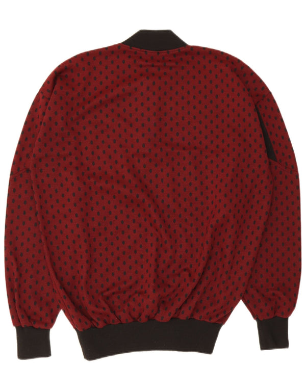 Vintage Herren Pullover mit Rundhalsausschnitt UK 46 2XL Maroon Spotted