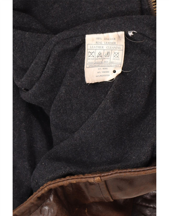 Vintage Herren Lederjacke IT 54 2XL Braunes Leder