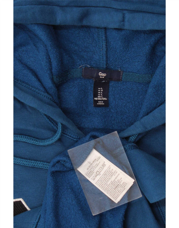 Gap Herren-Kapuzenpullover mit grafischem Reißverschluss, groß, aus blauer Baumwolle