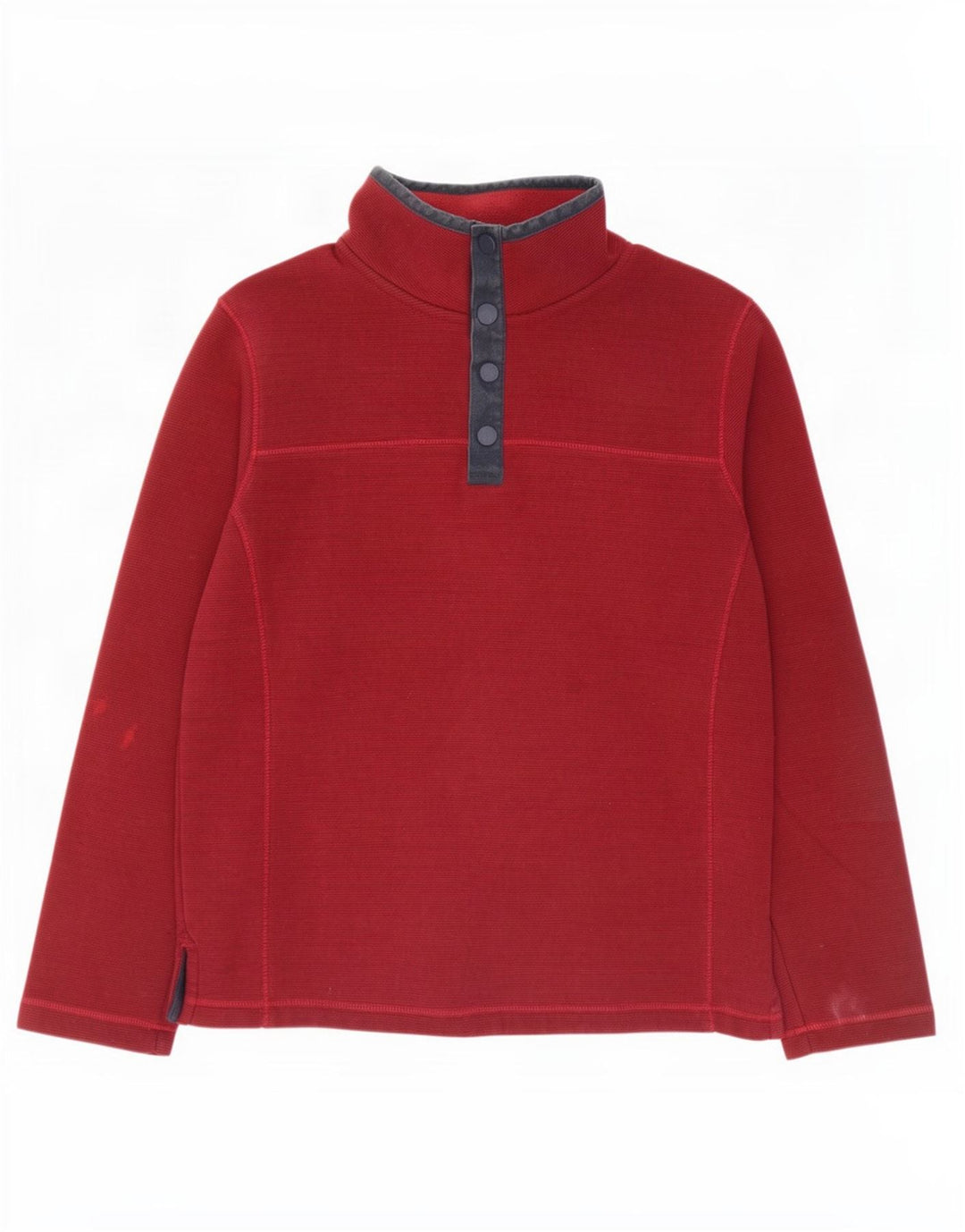 Fat Face Herren-Sweatshirt mit Knopfkragen, mittlerer burgunderfarbener Nadelstreifen