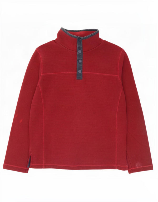 Fat Face Herren-Sweatshirt mit Knopfkragen, mittlerer burgunderfarbener Nadelstreifen