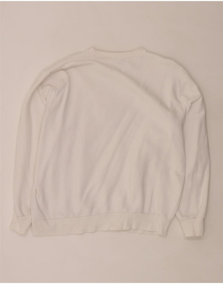 ELLESSE Übergroßer Grafik-Sweatshirtpullover für Damen, UK 8, Größe S, weiße Baumwolle