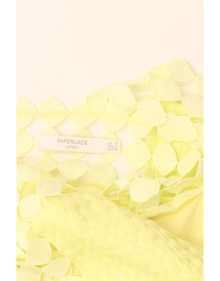 Paperlace Damen Ärmelloses A-Linien-Kleid UK 12 Mittelgelbes Polyester