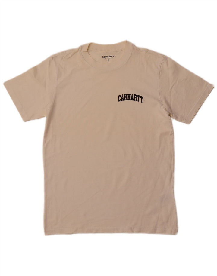 CARHARTT Herren-T-Shirt mit Grafik, Größe S, cremefarbene Baumwolle