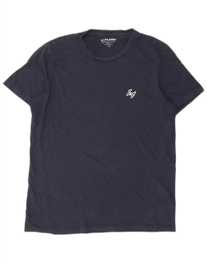 JACK & JONES Herren T-Shirt Top Large Marineblau Baumwolle