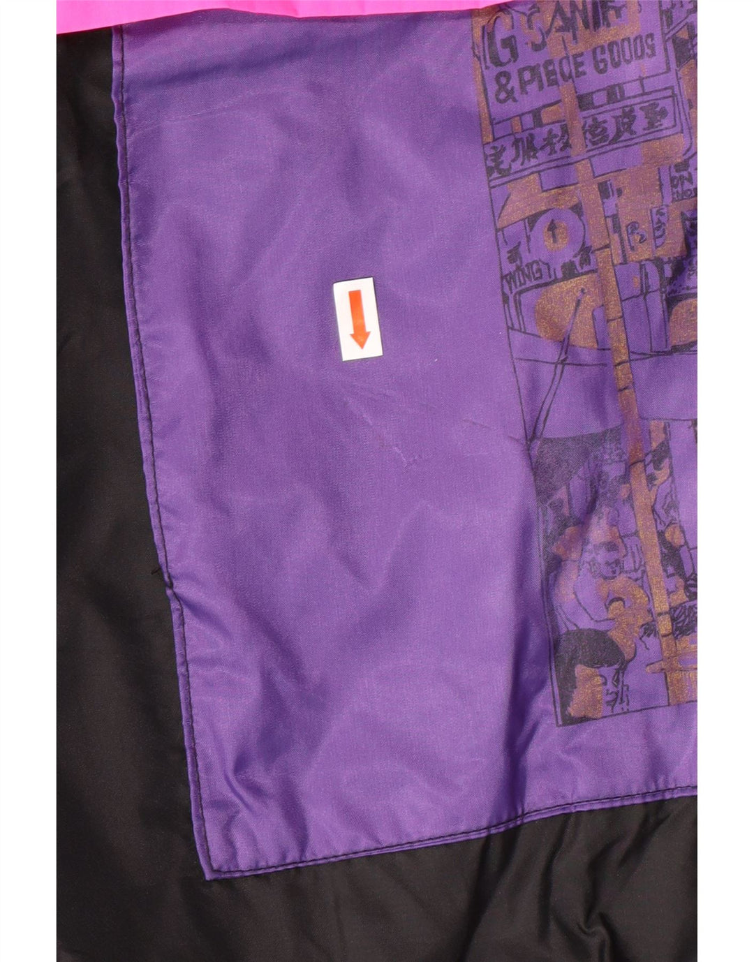 VINTAGE Herren-Anorakjacke mit Kapuze, UK 38, mittelschwarzes Colourblock-Polyamid