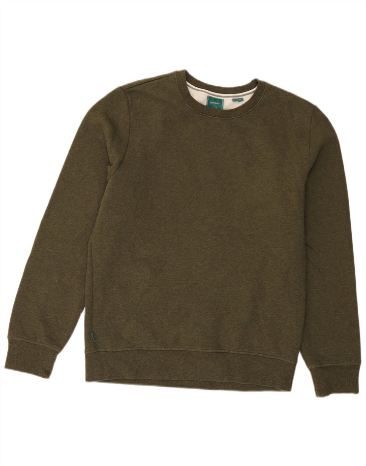 SUPERDRY Herren-Sweatshirt-Pullover, große Khaki-Baumwolle