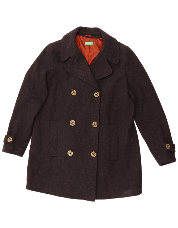 Benetton Damen Übergroßer Pea Coat UK 10 Small Graue Wolle