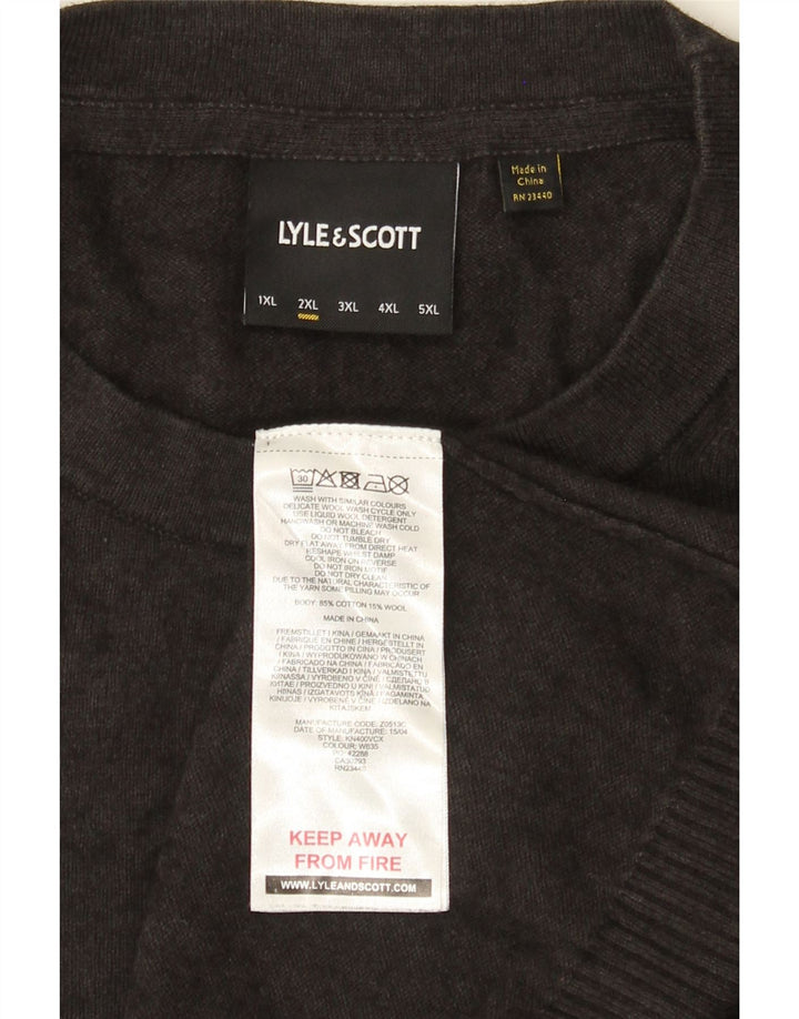 Lyle & Scott Herren-Pullover mit Rundhalsausschnitt, 2XL, graue Baumwolle
