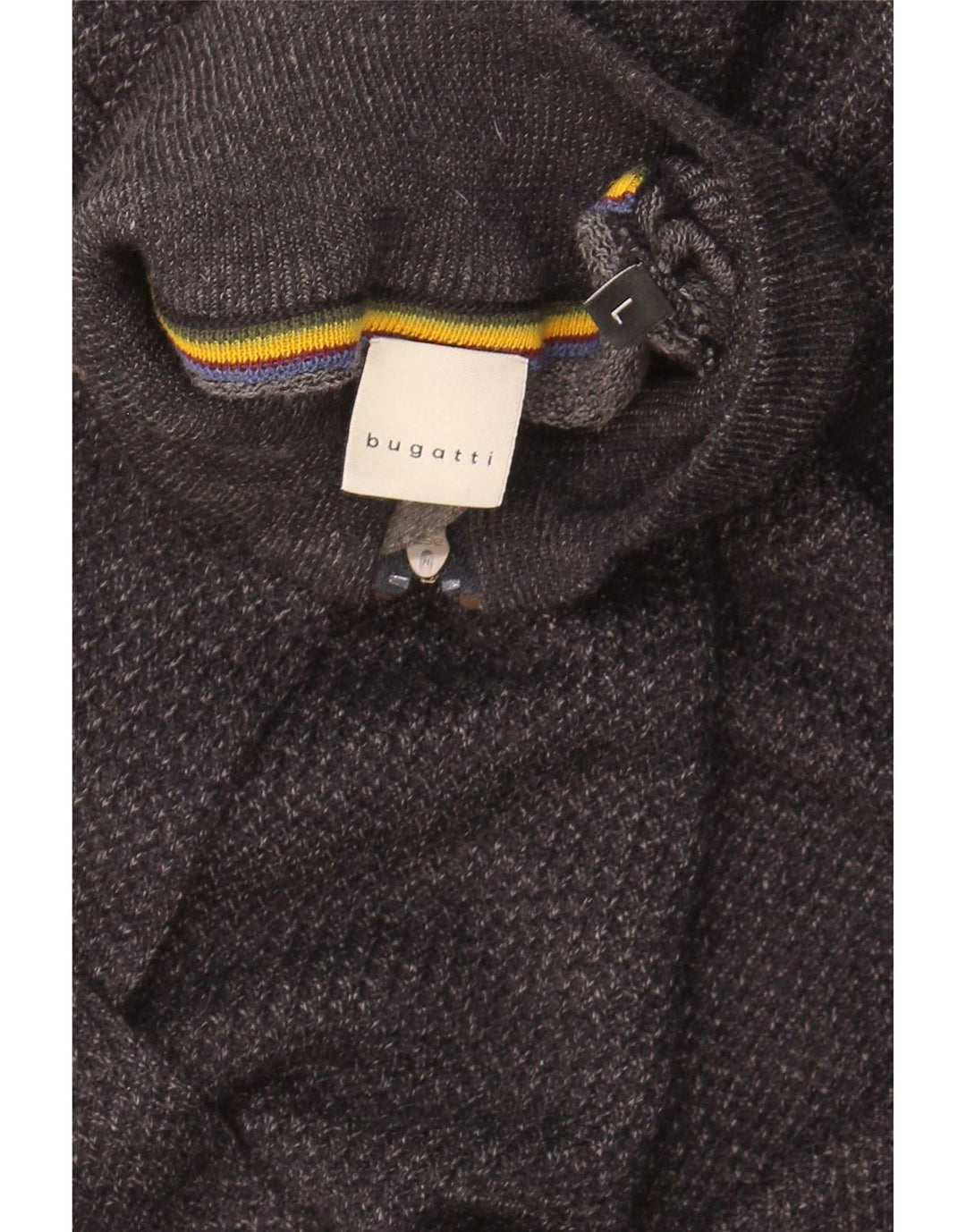 Bugatti Herren-Pullover mit Reißverschluss am Hals, Größe L, Grau