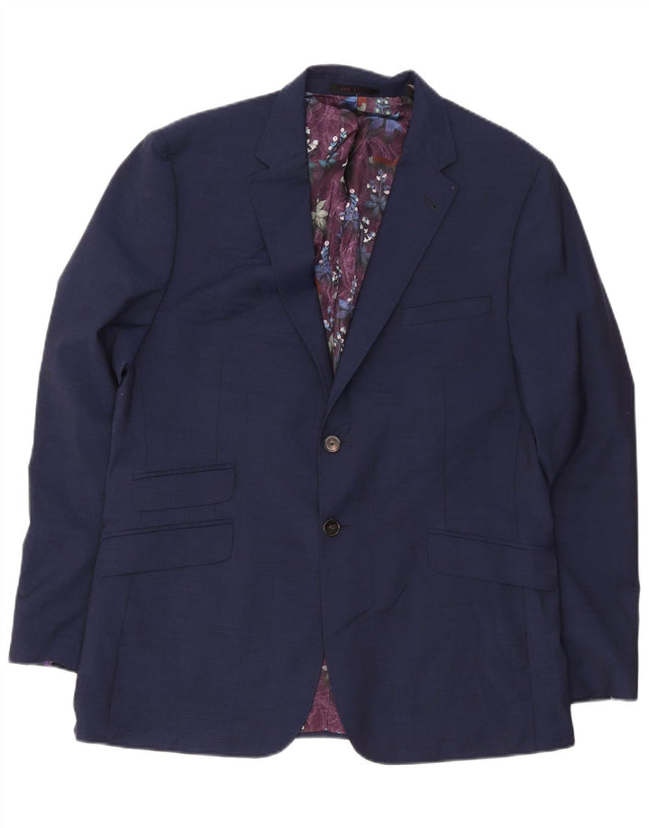 Ted Baker Herren-Blazer mit 2 Knöpfen, UK 44, 2XL, marineblaue Wolle
