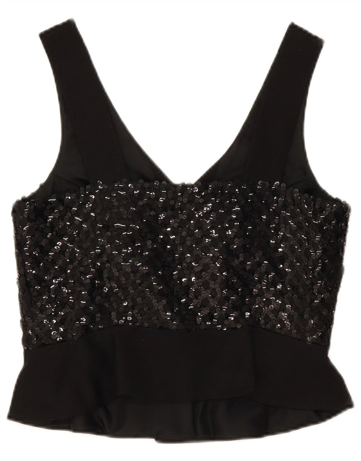 Lucie Linden Damen Ärmelloses Crop Top IT 42 Mittelschwarzes Polyester
