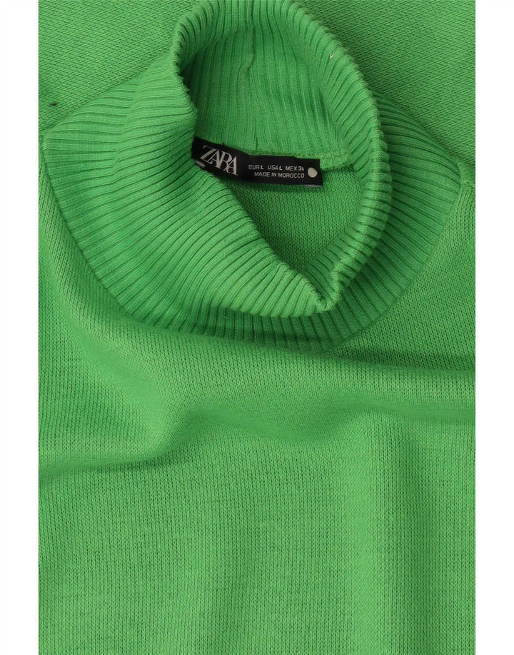 Zara Damen Crop Oversized Top Langarm UK 16 Large Grün