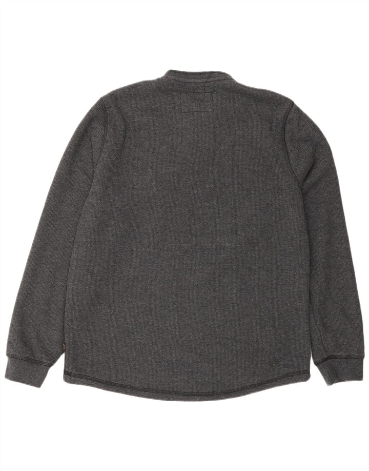 Lee Herren-Sweatshirt mit normaler Passform, Knopfkragen, Größe S, graue Baumwolle