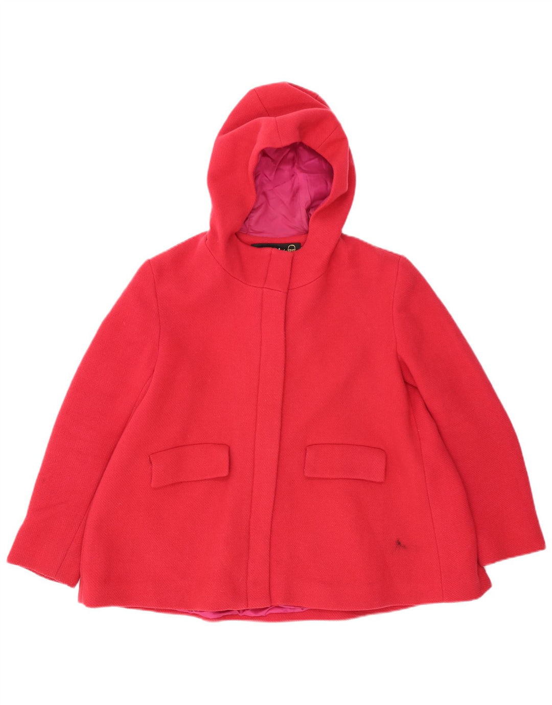 Desigual Damen Kurzer Kapuzenmantel EU 40 Mittelrosa Wolle