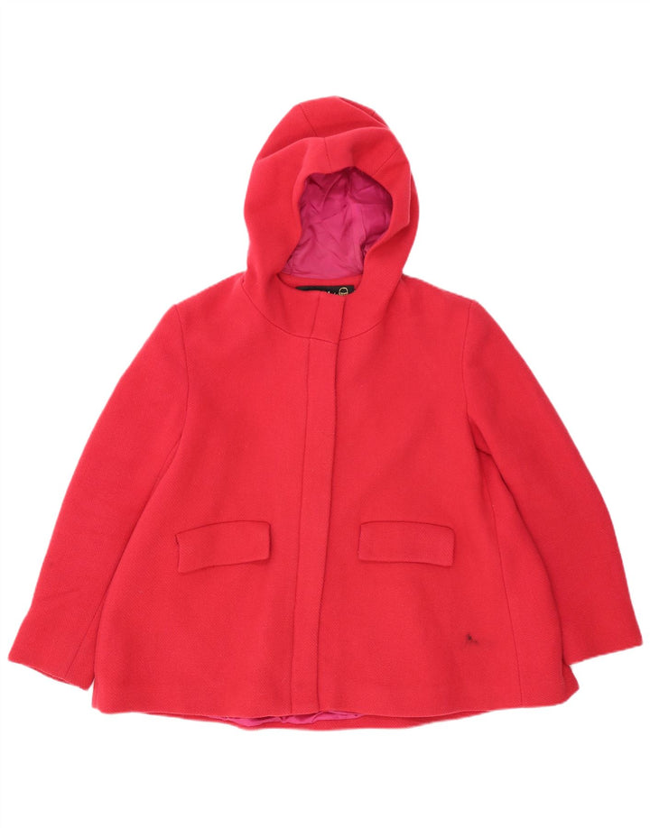 Desigual Damen Kurzer Kapuzenmantel EU 40 Mittelrosa Wolle
