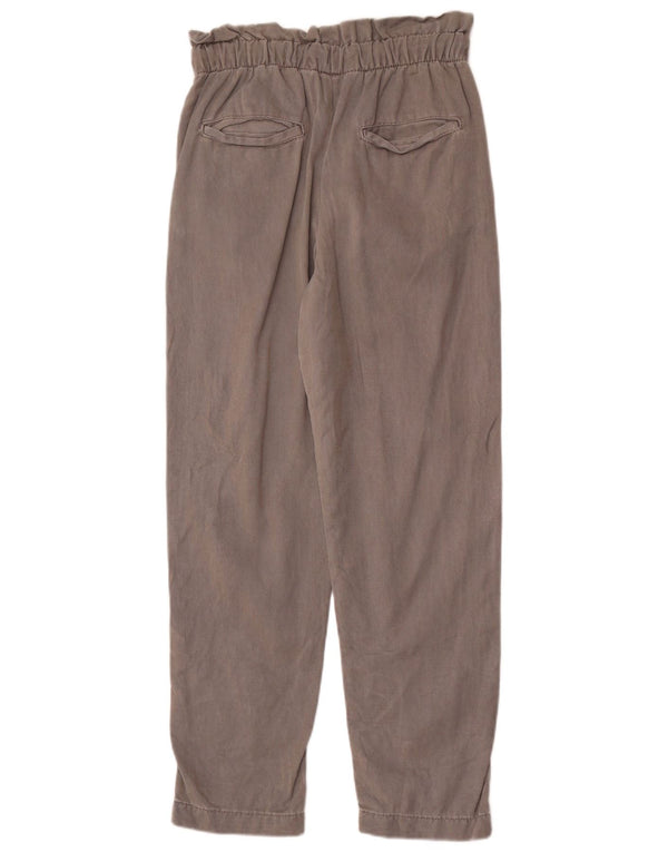 Zara Damen High Waist Tapered Freizeithose XS W24 L27 Grau Lyocell