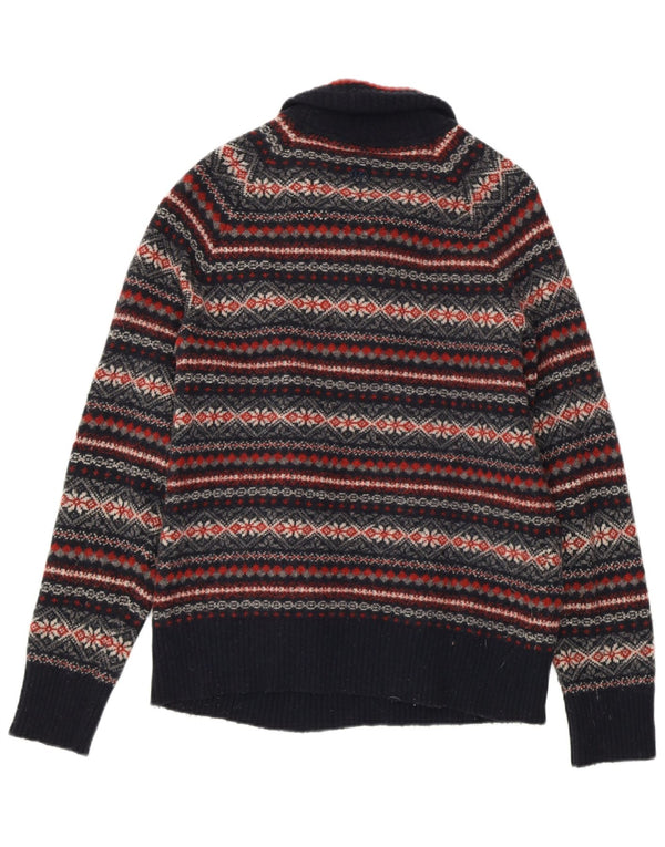 FAT FACE Damen-Pullover mit Reißverschluss am Hals, UK 14, mittleres Marineblau, Fair Isle-Muster