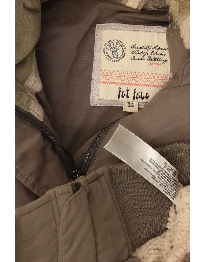 Fat Face Wattierte Damenjacke mit Kapuze, UK 14, Mittelkhaki, Polyester