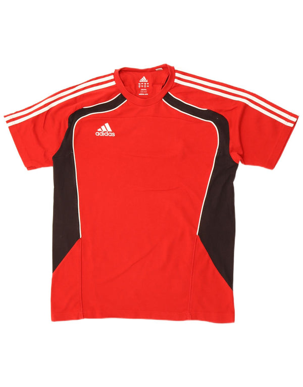Adidas Mens Graphic T-Shirt Top UK 42/44 Large Red Colourblock Cotton
