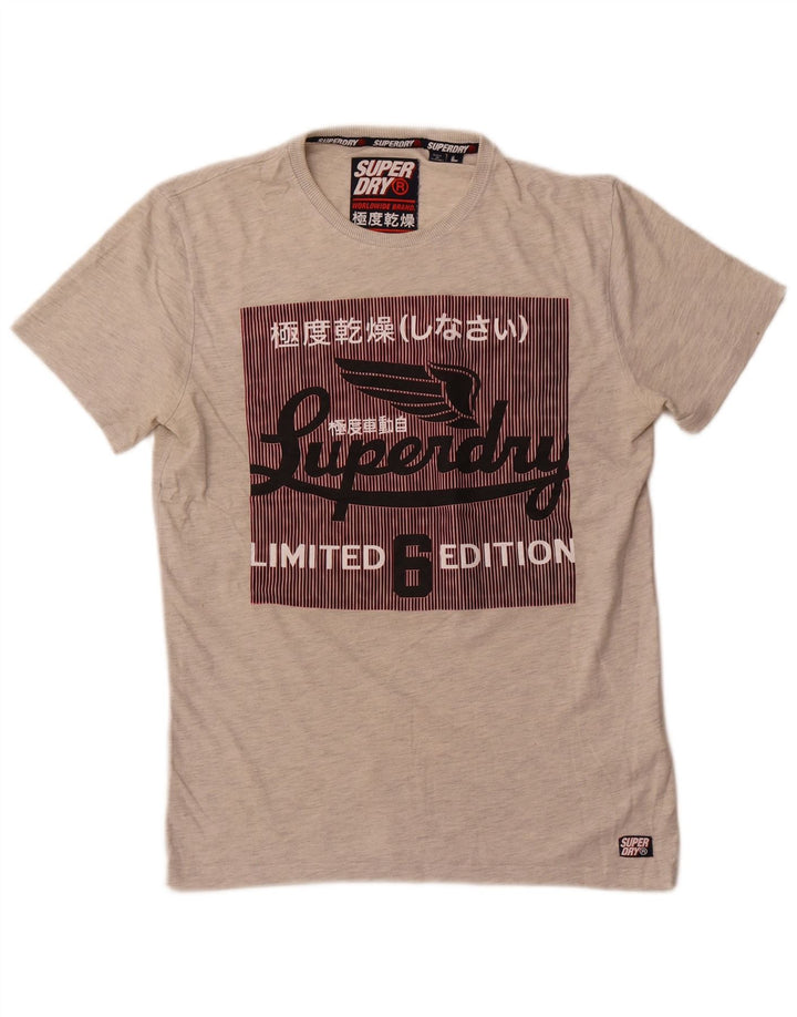 Superdry Herren Limited Edition Graphic T-Shirt Top Large Grau Baumwolle