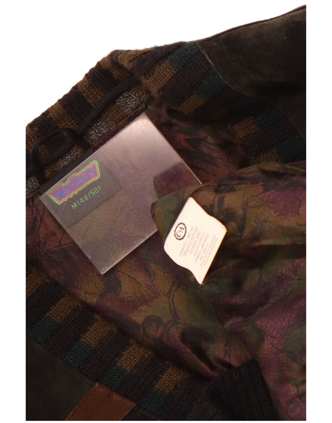 WESTBURY Herren-Cardigan-Pullover EU 48/50 Mittelbraunes Chevron-Acryl