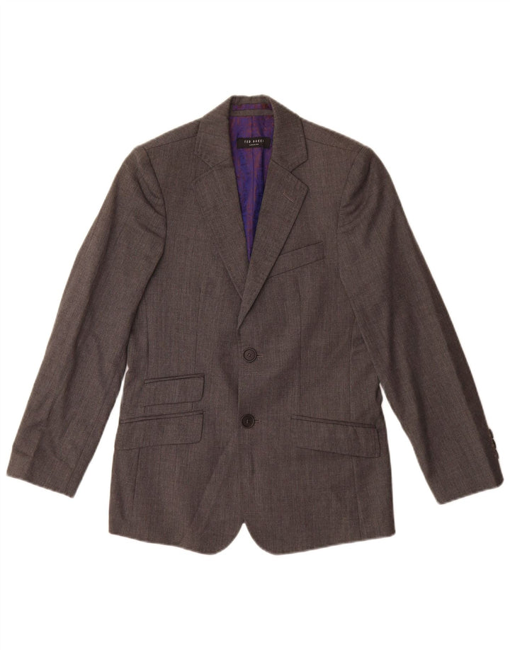 Ted Baker Jungen-Blazer mit 2 Knöpfen, 9–10 Jahre, graue Schurwolle