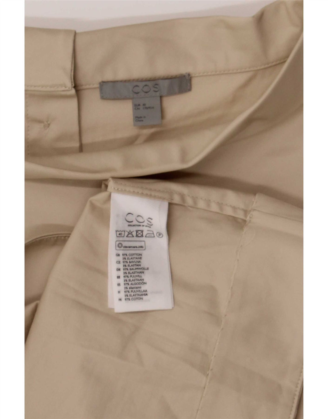 Cos Damen-Blusenoberteil mit 3/4-Ärmeln, EU 40, mittelbeige Baumwolle