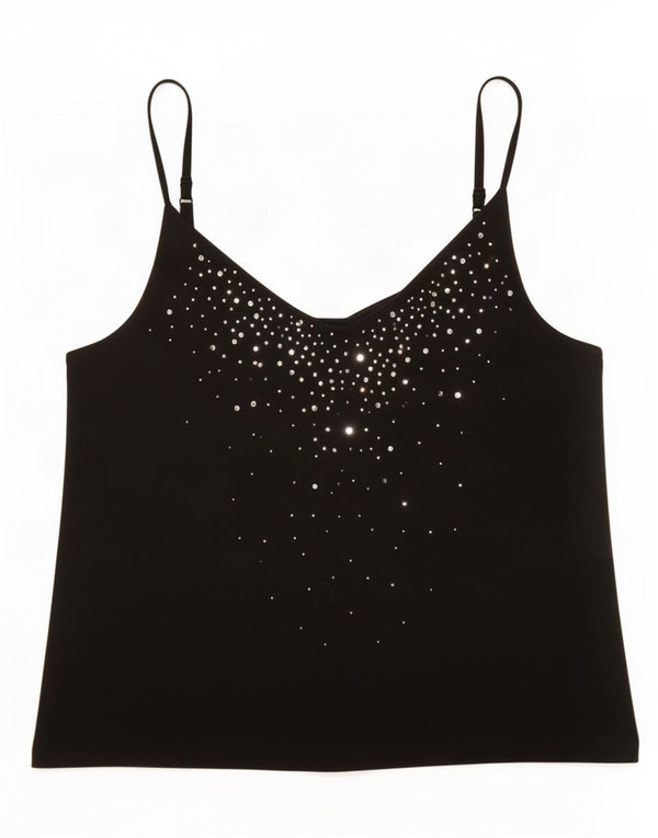 Marks & Spencer Damen Crop Cami Top UK 14 Mittelschwarze Viskose